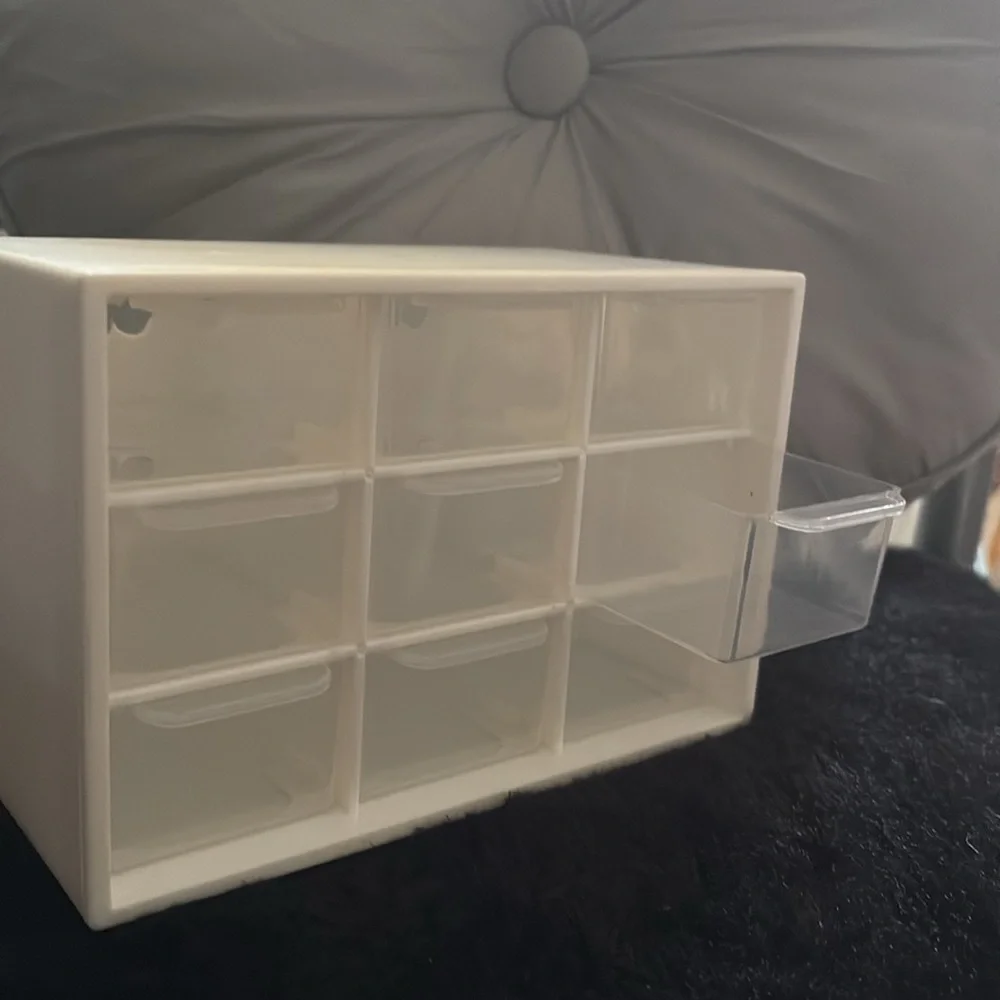 White Storage Organizer with Clear Drawers